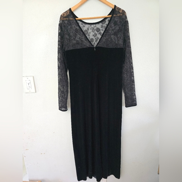 Robbie Bee Dress Womens Black Witchy Goth Whimsigoth Maxi Velour Sheer Sz 12 - Picture 5 of 12